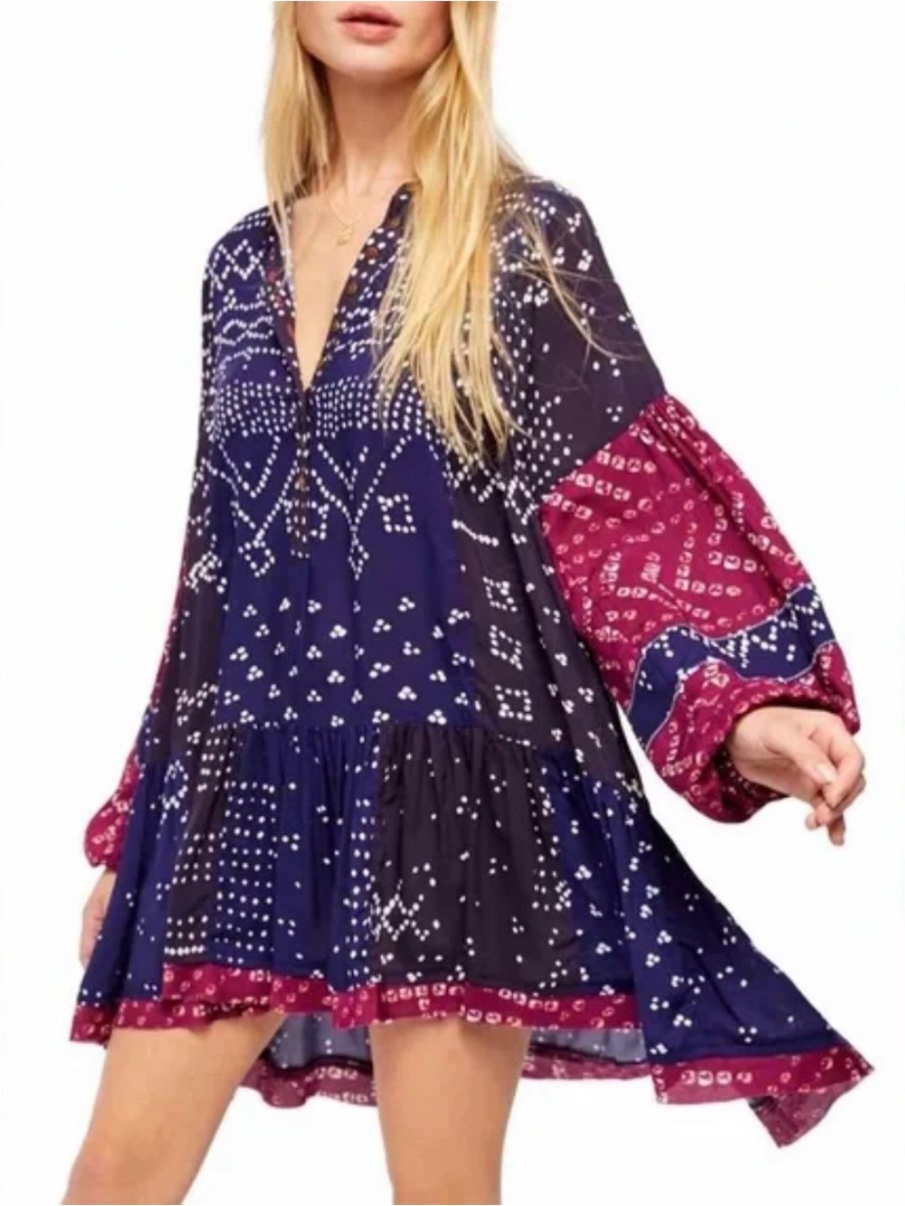 Free People Boho Shibori Tunic Great Condition Size XS